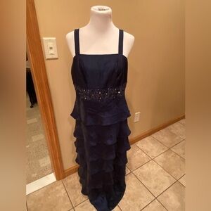 R & M Richards Cocktail Dress with Bejeweled Bodice with Ruffled Skirt